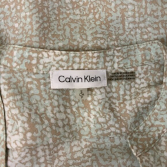 Calvin Klein Snakeskin print silky button down front blouse long/3/4 sleeve wome - Picture 4 of 5